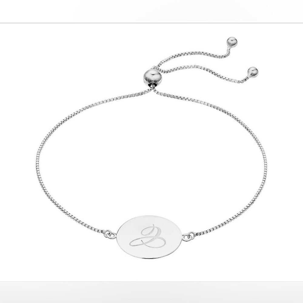 NWT Giani Bernini Script Initial Disc Bolo Bracelet in Sterling Silver, C